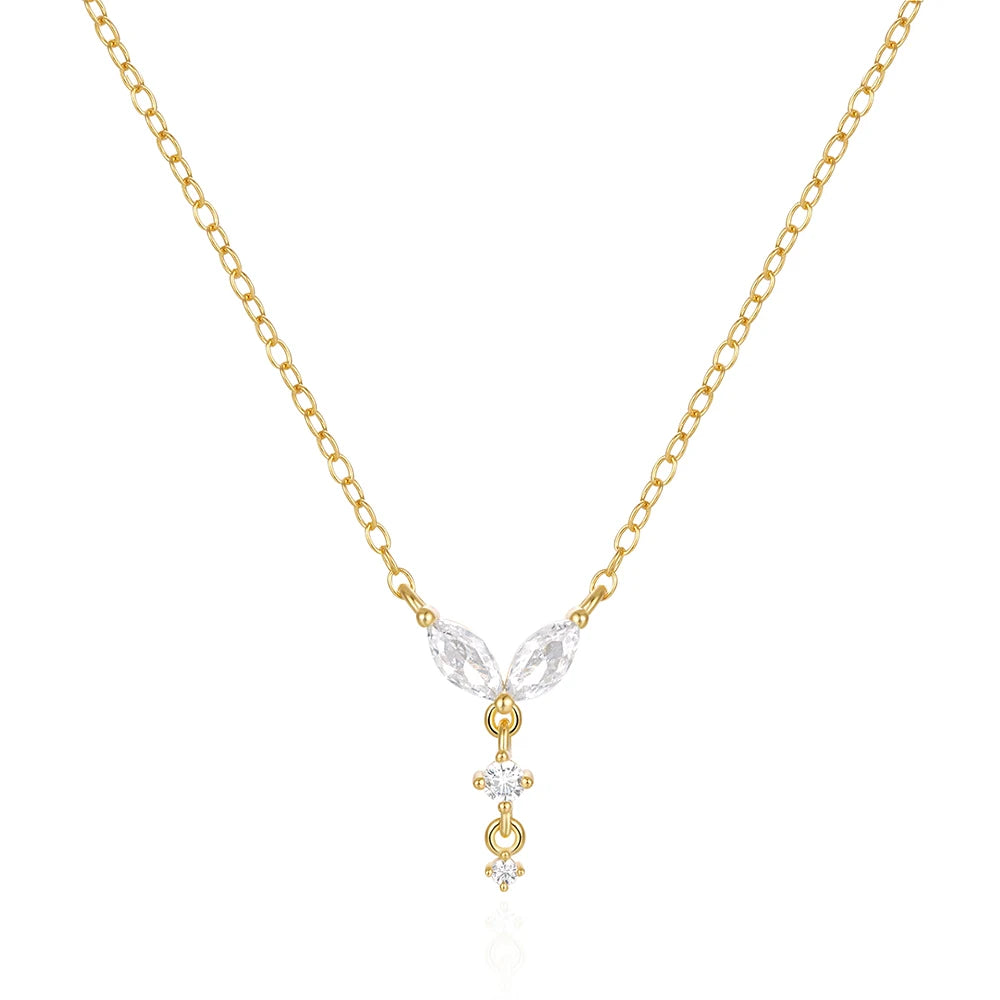 CANNER  Adjustable Marquise Simple Diamond Necklaces for Women Fashion Stone Horse Eye Zircon 925 Silver Gold Plated Necklace
