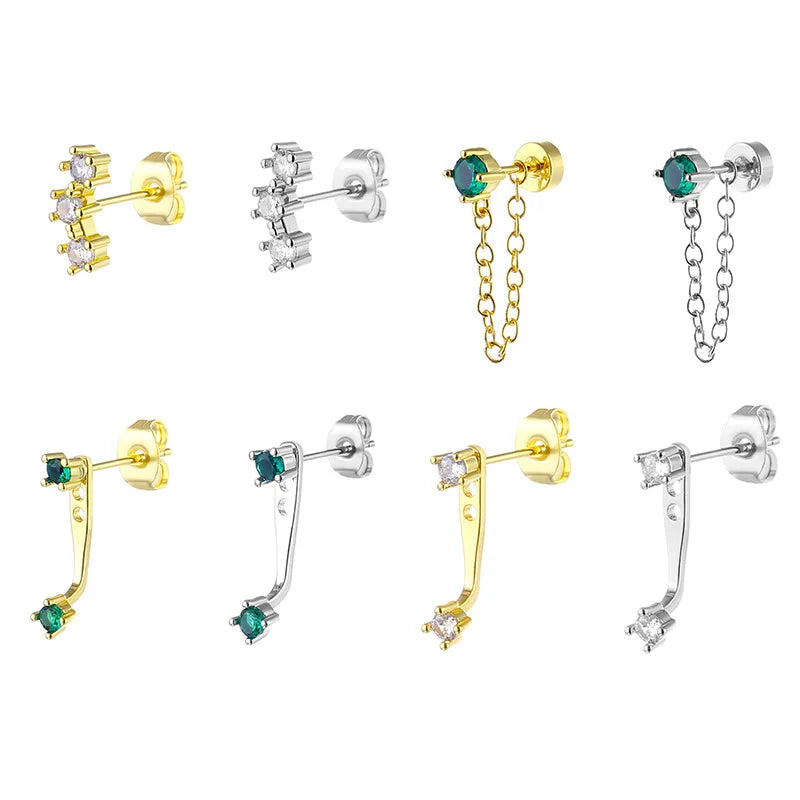 Simple Gold Plated Screw Back Earrings Shiny Cartilage Tassel Stud Earrings to My Daughter