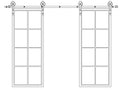 French Modern Barn Doors Sliding Manual Apartment Interior Galvanized Steel Tempered Glass Windproof Finished Customized Size