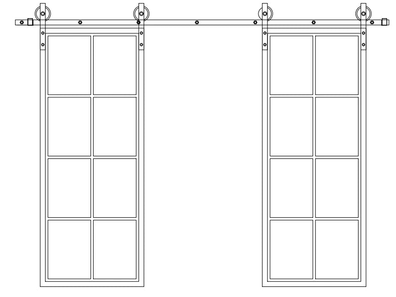 French Modern Barn Doors Sliding Manual Apartment Interior Galvanized Steel Tempered Glass Windproof Finished Customized Size