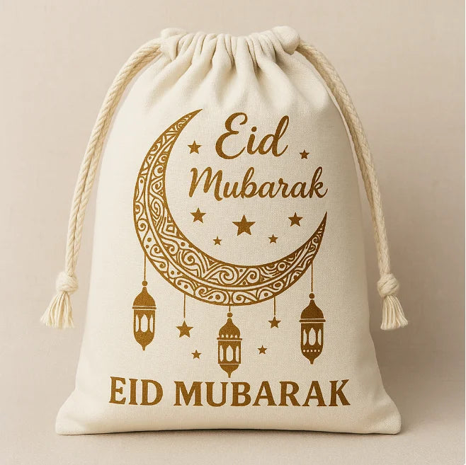 Pafu Ramadan Decorations for Kids Eid Mubarak Gift Pouch with Mosque Quran Moon Star Design Ramadan Drawstring Gift Bags