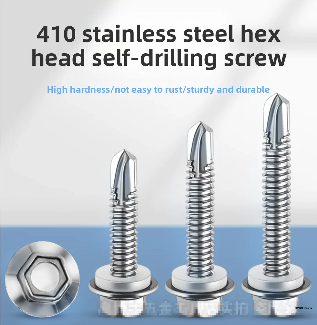 410 Stainless Steel Hexagon Head Self-drilling Screwswith Washer-equipped Swallowtail Nails.