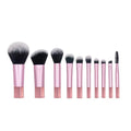 Skylark Pink 10-Piece Mini Flat Nylon Aluminum Ferrule Travel-Friendly Cheek Makeup Brush Set