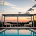 Fireproof Free Standing Aluminum Bioclimatic Pergola 3x4m with Glass Slats and LED Lighting for Balcony