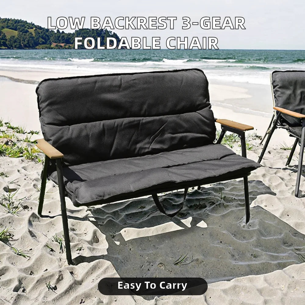 Modern 3-Gear Adjustable Outdoor Folding Chair Thickened Cotton Padded Reclining Camping Seat for Garden and Beach