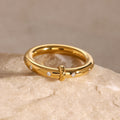 Wholesale Fashion Jewelry Gold Plated Stainless Steel Minimalist Eternity Band Ring With Full Circle Rhinestones Rings for Women