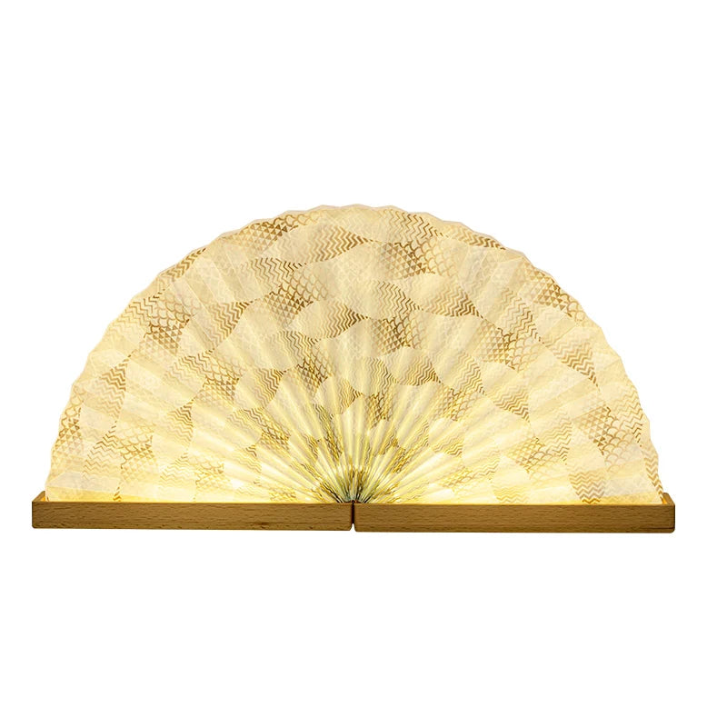 ZBOLE Handmade Chinese Traditional Water Proof Fan Lamp Decorative Folding Rechargeable Battery LED Table Lamp Corporate Gift