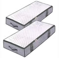 Breathable Bag  Set of 2 Grey Underbed Storage Bag Comforter and Quilt with Clear Window Zippers 4 Strong Handles