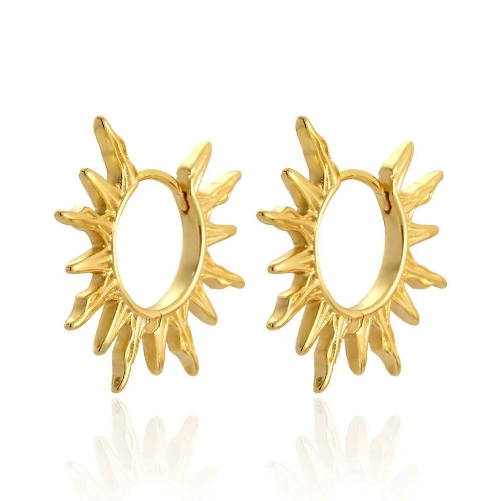 Nagosa Trendy Waterproof Jewelry 18k Gold Vermeil 925 Sterling Silver Sunburst Huggie Hoop Earrings for Girls Women