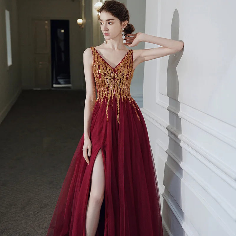 Women's Long Sequin Dresses Backless Party Gown Elegant Evening Dress Luxury