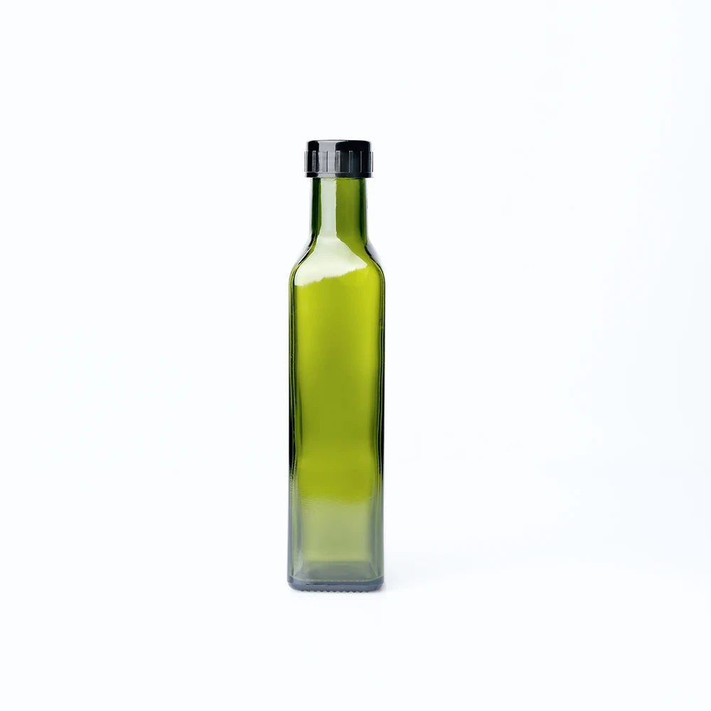 Antique Green 100ml 250ml 500ml 750ml Round Square Flint Glass Olive Oil Bottles with Matte Finish Screw Cap