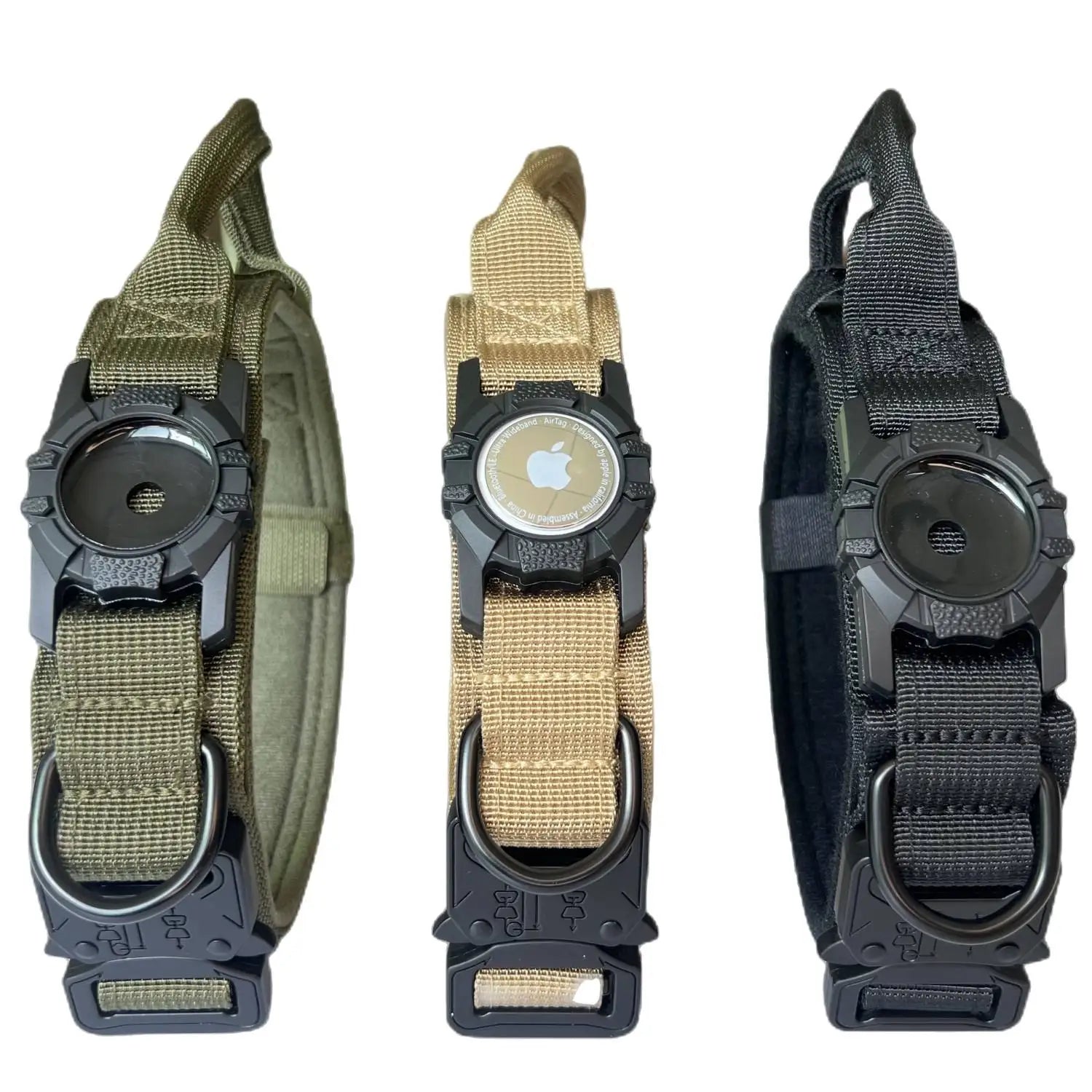 Thick & Wide Training Dog Collars With Hard PC AirTag Holder With Handle for Medium Large Dogs