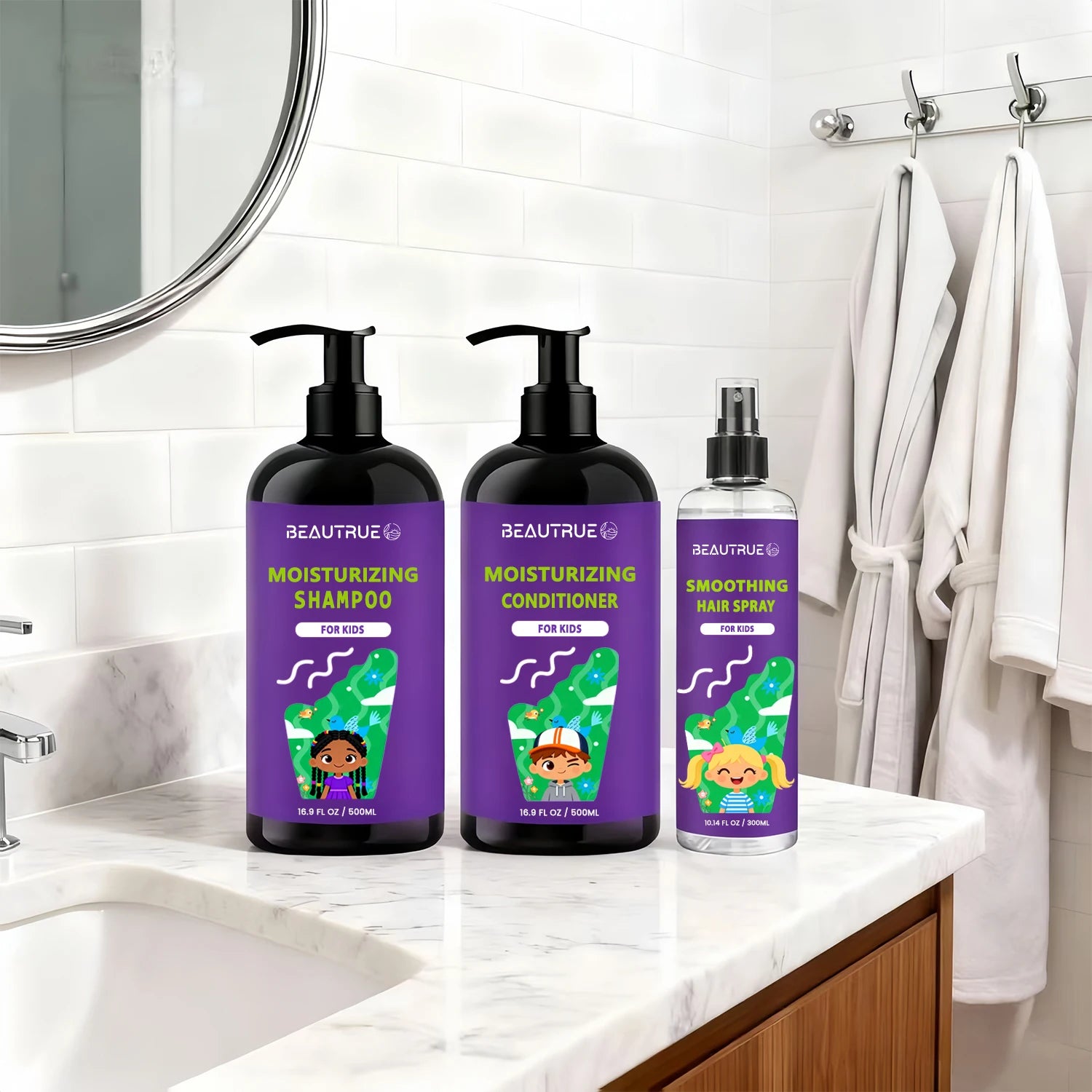 Wholesale Kids Hair Care Bundle Set Shampoo Conditioner Detangler Spray Tangle Free Styling Gentle Nourishing Soft Smooth Hair