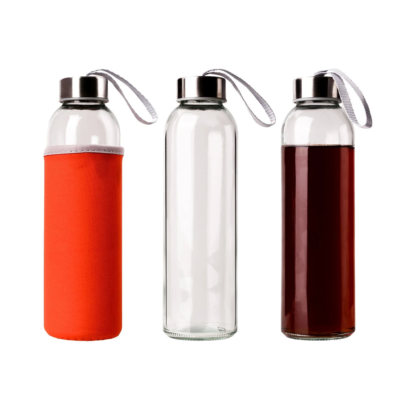 Brief Design Sustainable Empty Glass Drink Bottle  Drinking Sports Clear Water Bottle for Soft Smoothie Beverage