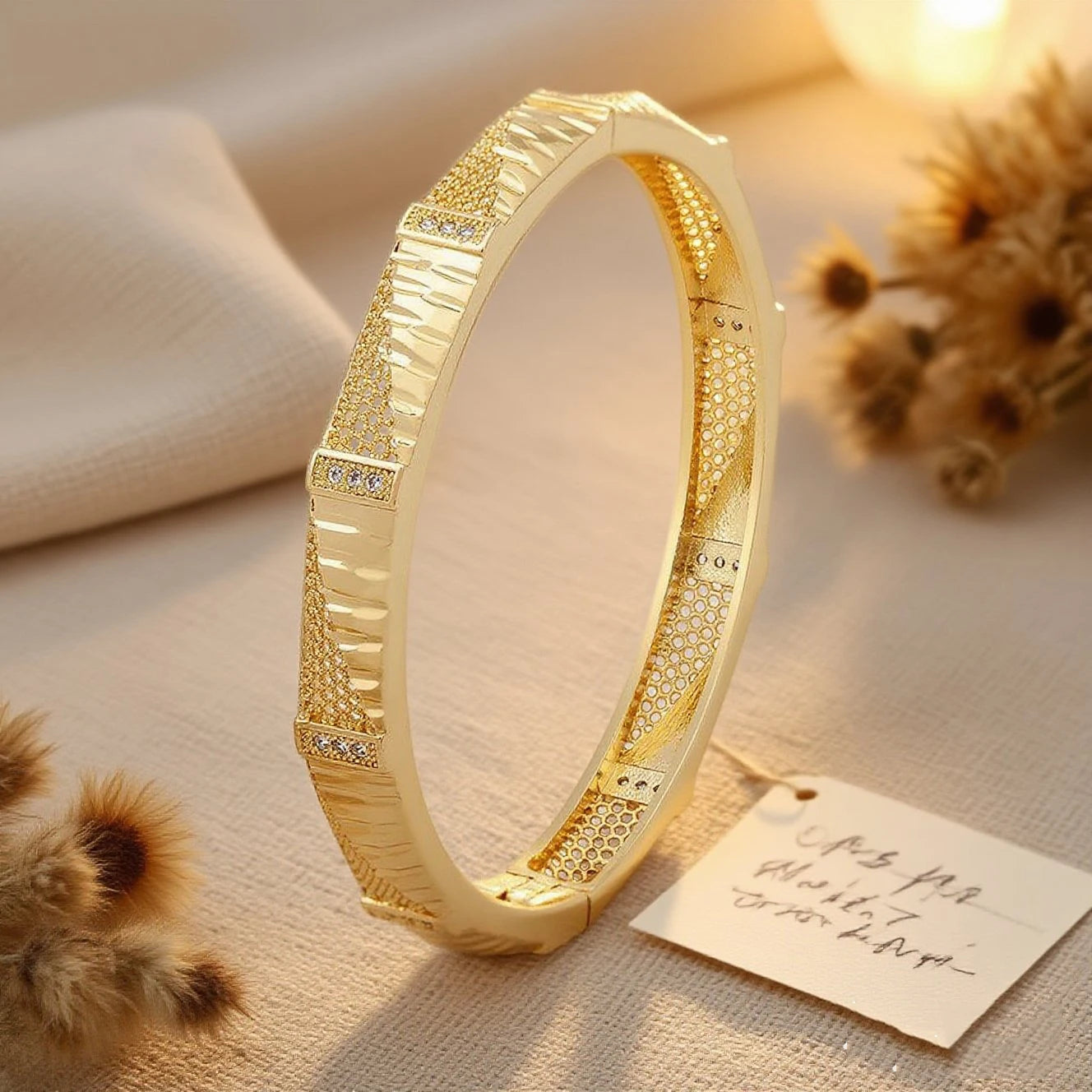 QIKU Hot Sale Luxury Geometric Gold Plated Bangle Women Dubai Bride Wedding Ethiopian Bracelet Africa Bangle Arab Jewelry Gift