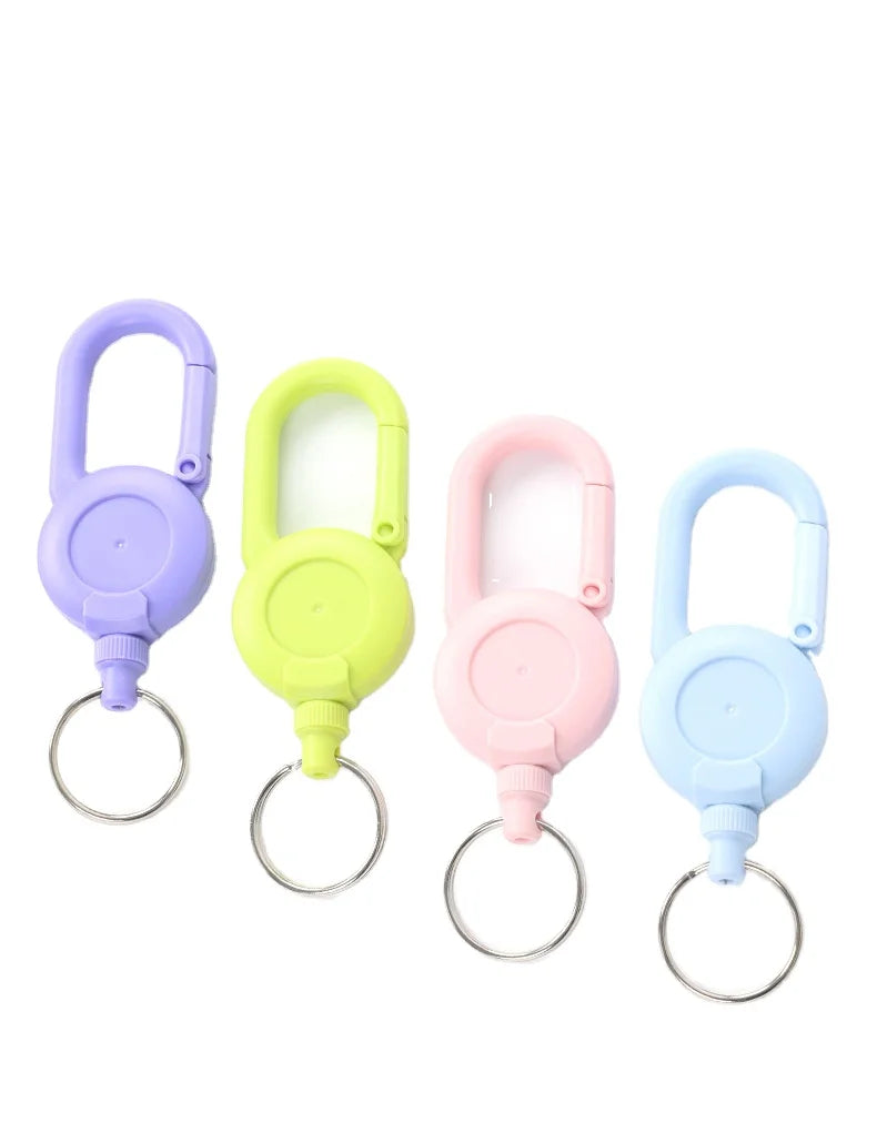 Fancy Assorted Color Retractable Carabiner Badge Reel Clip Outdoor Keychain Yoyo Reel Keychain