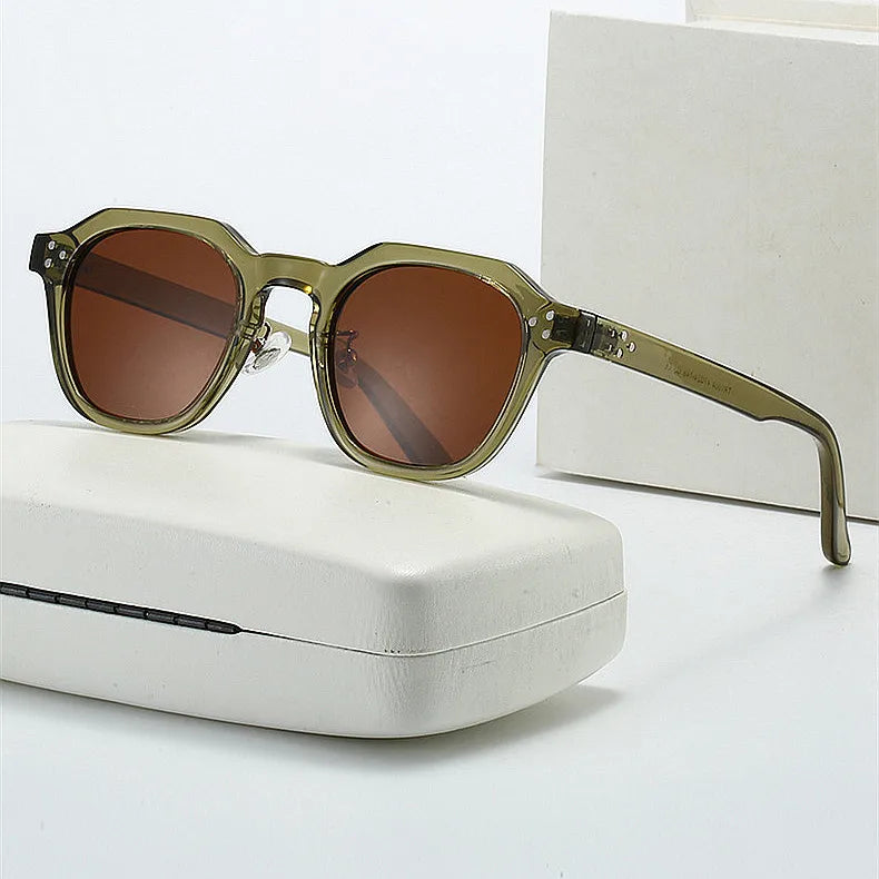 2025 Custom Logo Vintage Ultralight Polarized Small Frame Square Sun Glasses UV400 TR90 Polygon Polarized Sunglasses Men Women