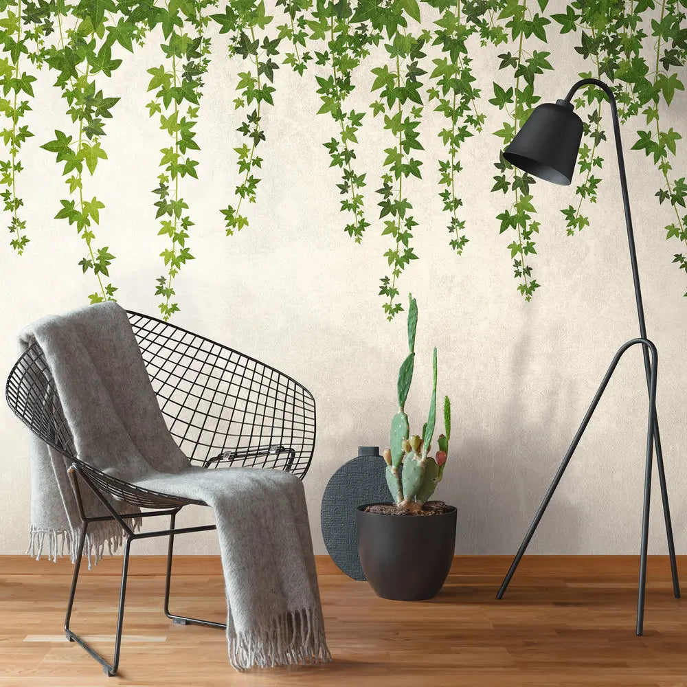 Germany Made Premium Photo Wallpaper Murals Leaves Green Grey Non Woven Vinyl Modern Large Format Wall Mural for Bedroom Dining
