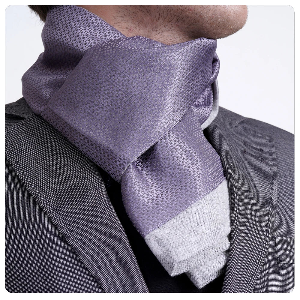 Elegant Double-Sided Gray Silver Self-Patterned Jacquard Woven Knitted Scarf by Exve Exclusive Turkey