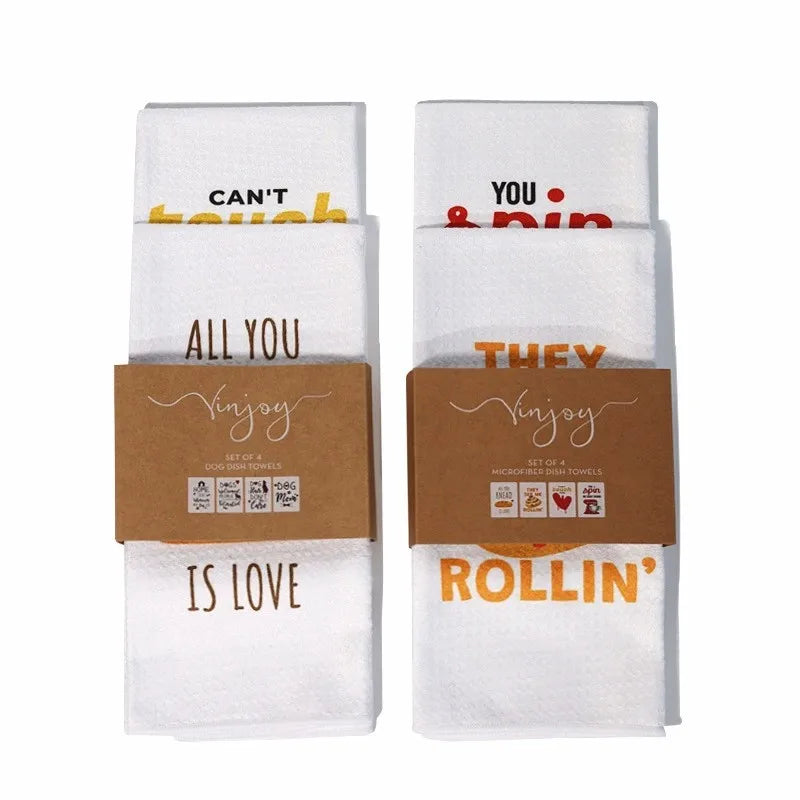 Wholesale PECC Super Absorbent Microfiber Square Kitchen Towel Set Custom Printed Tea Dish Towel Waffle Weave Machine Washable