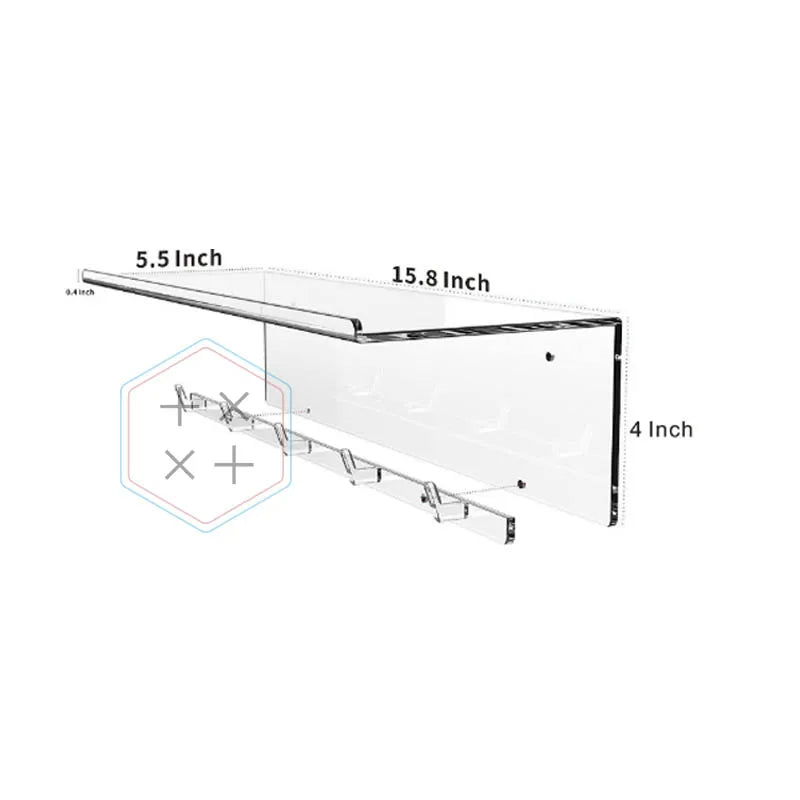 40cm Clear Acrylic Modern Portable Detachable Adjustable Height for Floating Wall-Mounted Shelves for Retail Shops