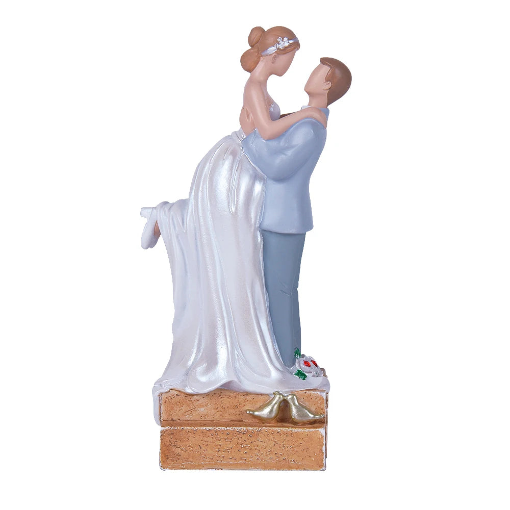 Romantic Couple Wedding Cake Topper Resin Sculpture Newlyweds Holding Each Other on Elegant Brick BaseAnniversary Gift MegaBDM