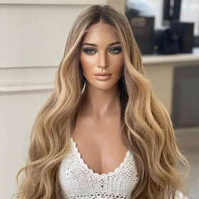 Factory Top Customized 100% Russian Hair Ombre Platinum Blonde Color Invisible HD Lace Front With Silk Feke Scalp Wig for Women
