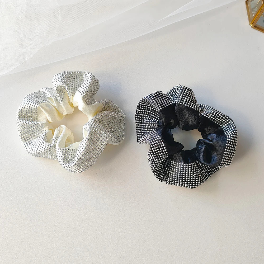 New Fashion Handmade Elastic Hair Scrunchies for Women Stylish Party Ethnic Headpiece Rhinestone Stain Ponytail Holder