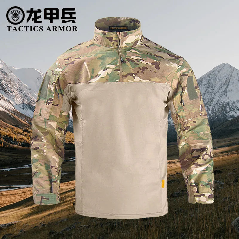 Customized Tactical Long-Sleeved Polo Shirts Multi-Color Round-Neck Soft Warm Spring T-Shirts for Men