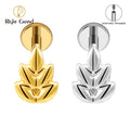 ASTM F136 Titanium Fern Leaf Labret Stud 16G Tiny Plant Tree Tragus Monroe Cartilage Earlobe Piercing Body Jewelry