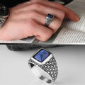 Wholesale Azuris VALKH1168 925 Sterling Silver Men's Ring with Naturel Stone Agate Handmade in Turkey