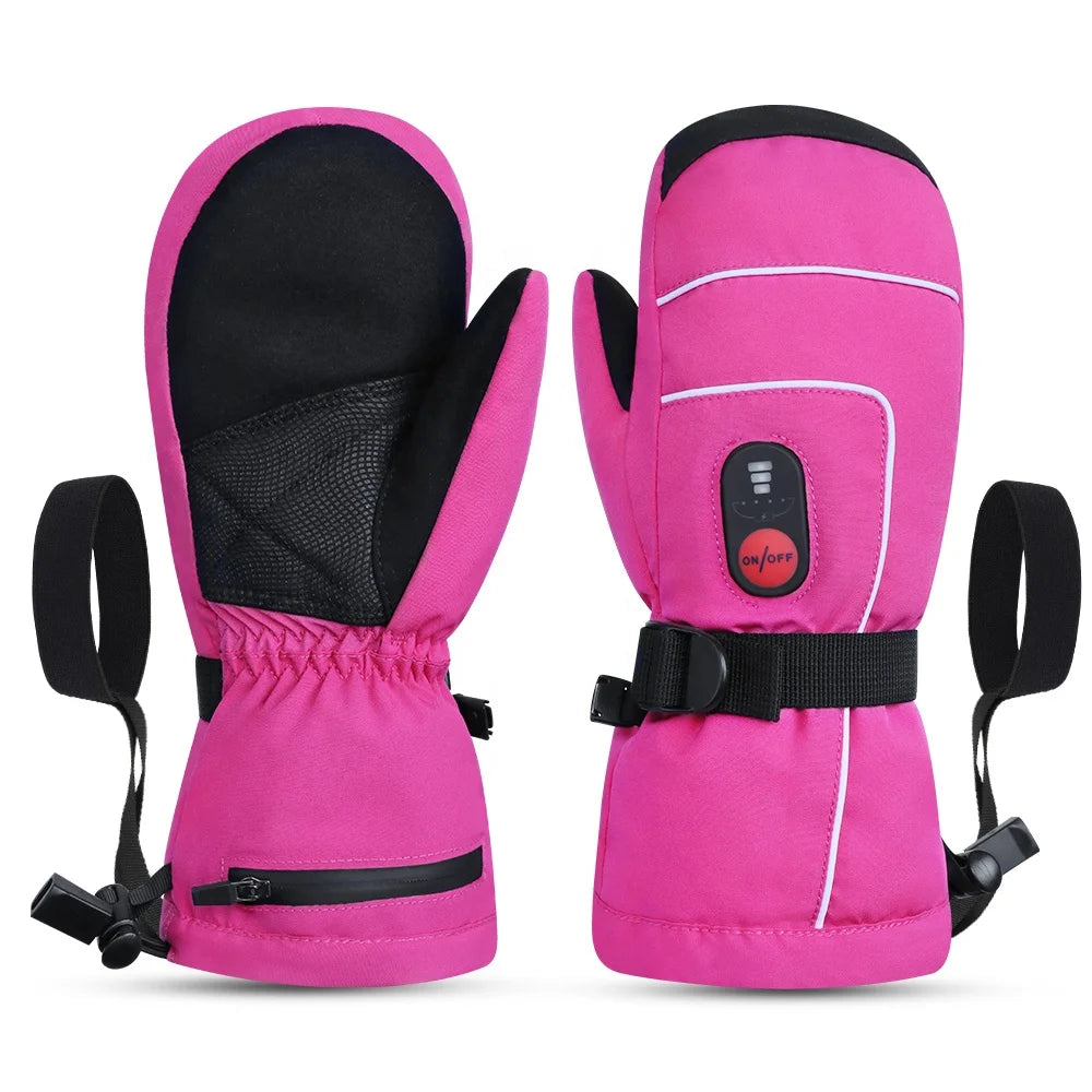 Touchscreen Compatible Winter Outdoor Snowboarding Electric Heated Gloves with Battery Kids