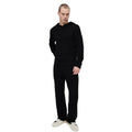 Black Textured Knit Hoodie and Relaxed Fit Pants Coordinated Set for Men Casual Wear Soft Knit Fabric Matching Streetwear Outfit