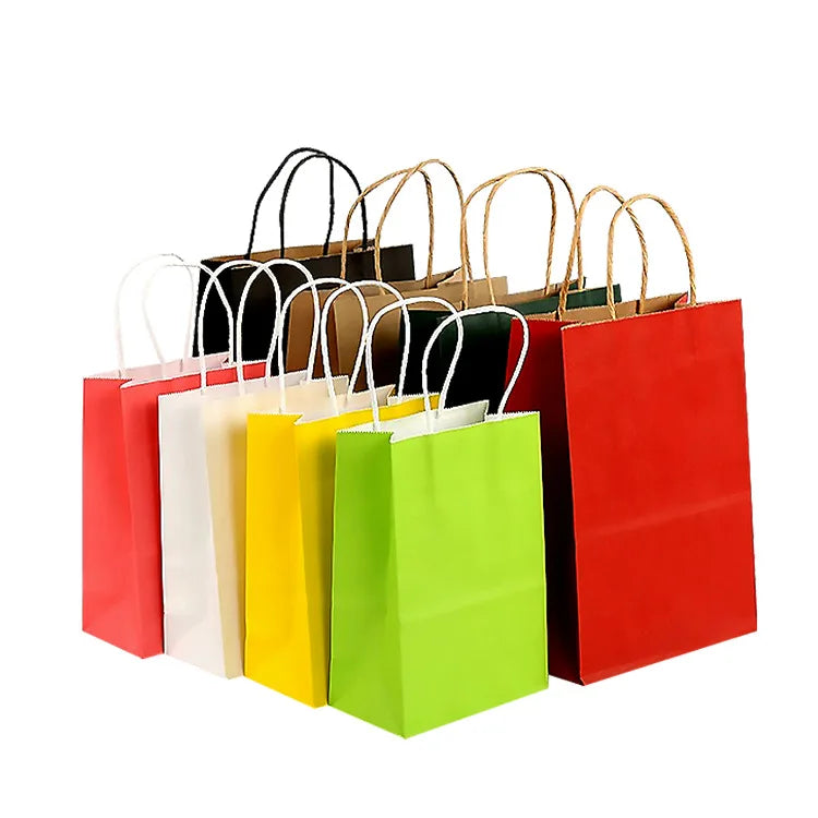 MU Custom Recyclable Kraft Paper Bag With Your Own Logo Custom Shopping Paper Bag for Food With Handle