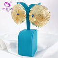 MEIZI JEWELRY Waterproof Earrings Metal 18K Gold Plated Flowers Big Earrings Fine Jewelry