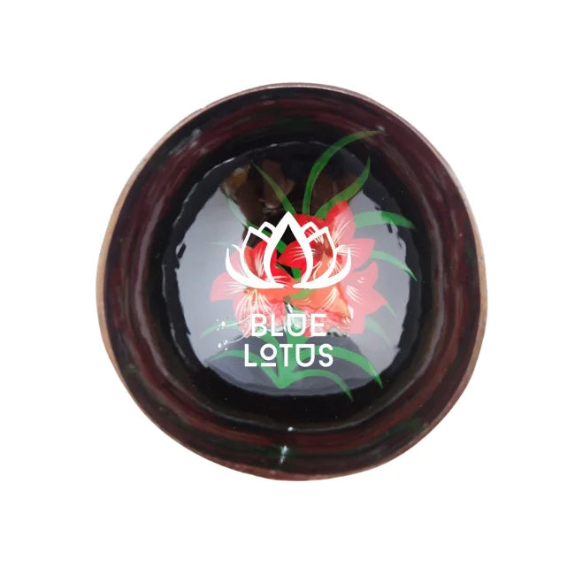 Hot Selling Handmade Rustic Coconut Shell Bowl Great for Home Decor or Serving Food Natural Kitchenware Option Blue Lotus