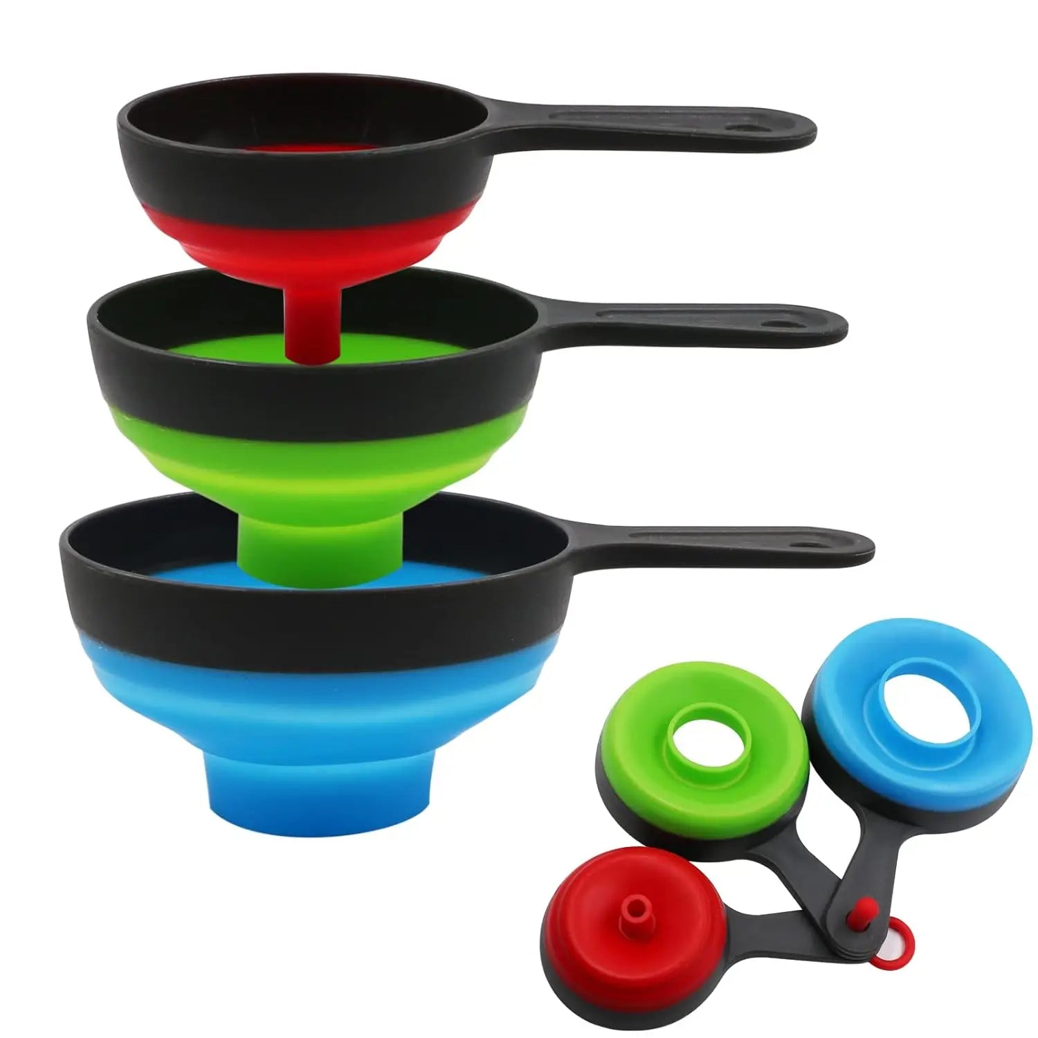 LifeTop Silicone Canning Funnel for Wide and Regular Jars Wide Mouth Funnels Sets of 3 Collapsible Silicone Kitchen Funnel Set