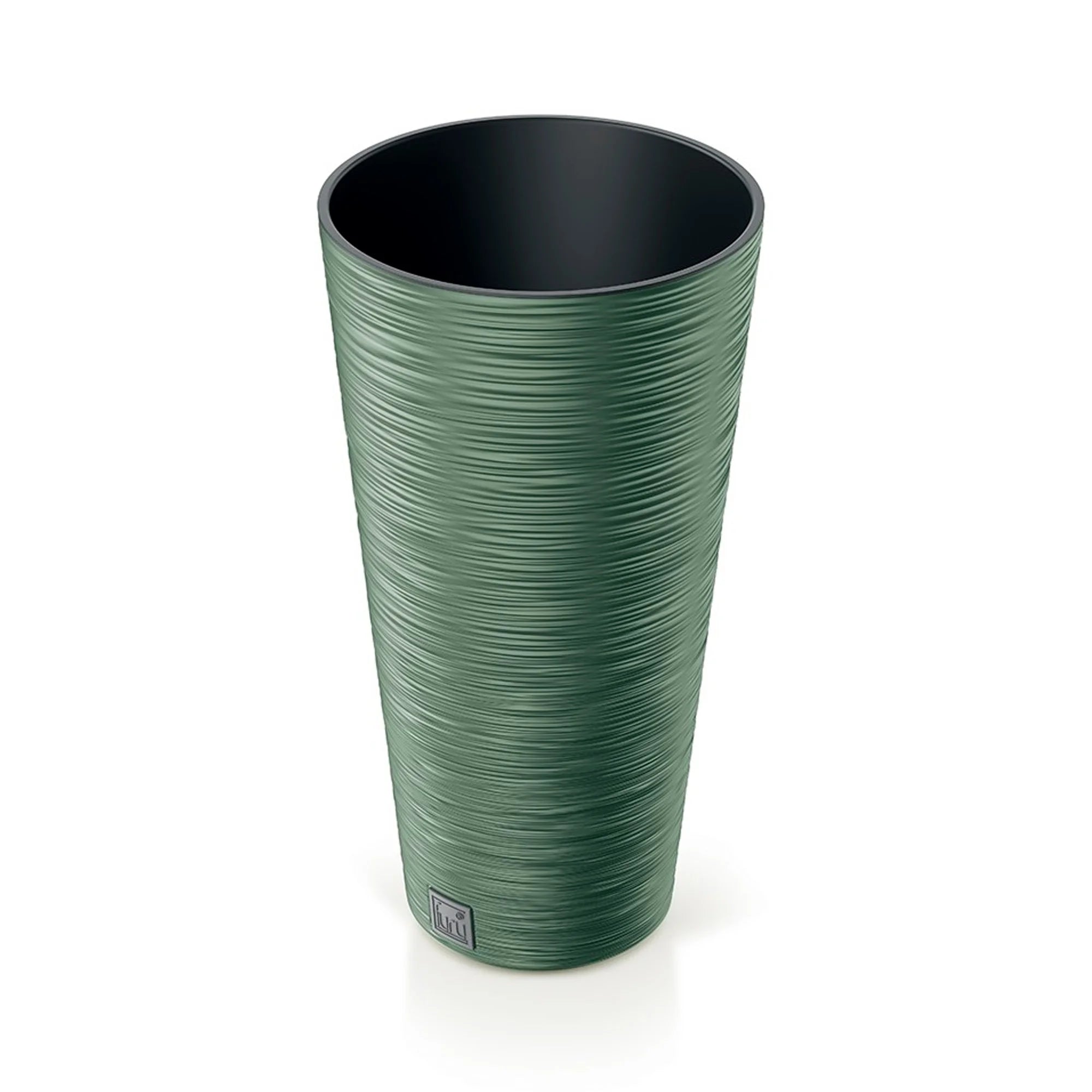 Earth green flower pot with reservoir FURU collection 25 x 25 x 48 cm capacity of 7.5 L.
