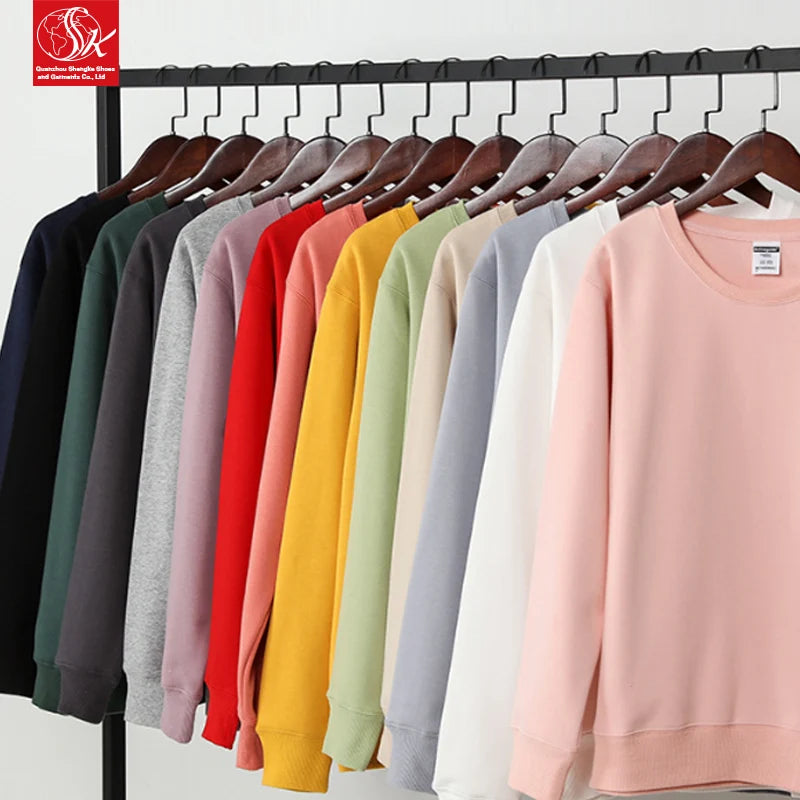 SK Men's Solid Pink 350G Varsity Hoodie Breathable Comfortable Knitted Sweatshirt Puff Printing Plain Dye Available XL Autumn