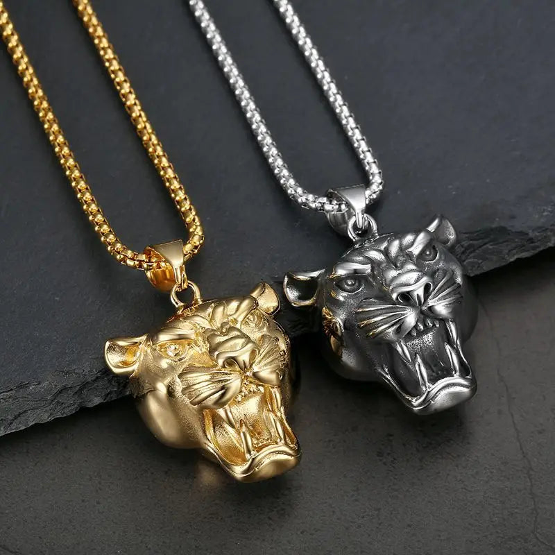 Hot Sale Gold Plated Non Tarnish Jewelry Stainless Steel Lion Head Pendant Necklace
