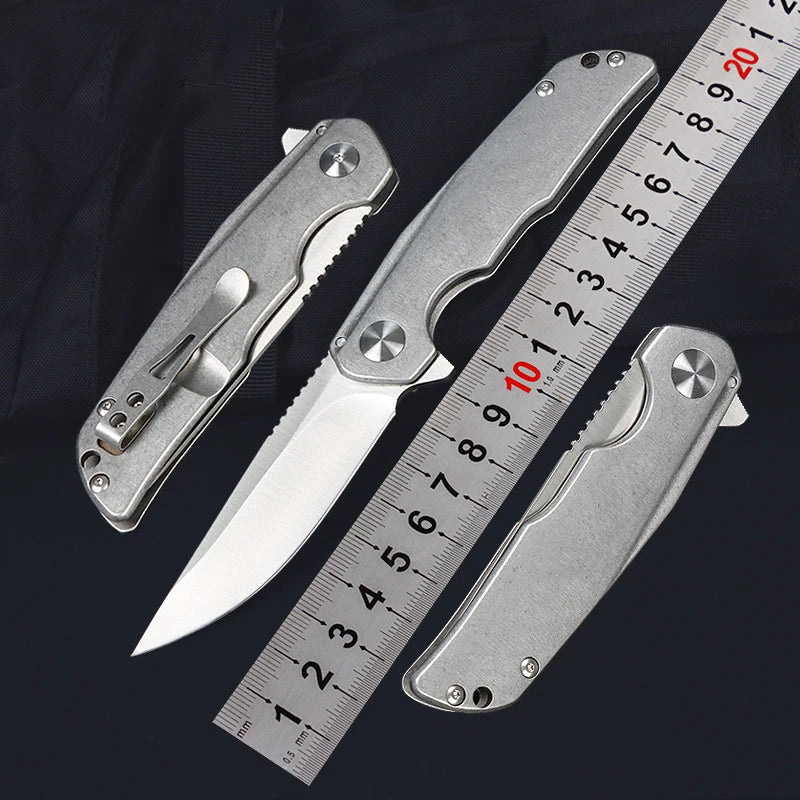 Hongrui New Desgin Outdoor Folding Knife Survival Knife with 8CR13Mov Steel and Stainless Steel Handle for Easy to Carry