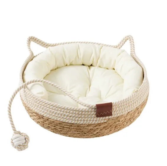 Best-selling Woven cat Bed/house a Fun and Durable Integrated Design Suitable for Cats and Dogs in All Seasons.