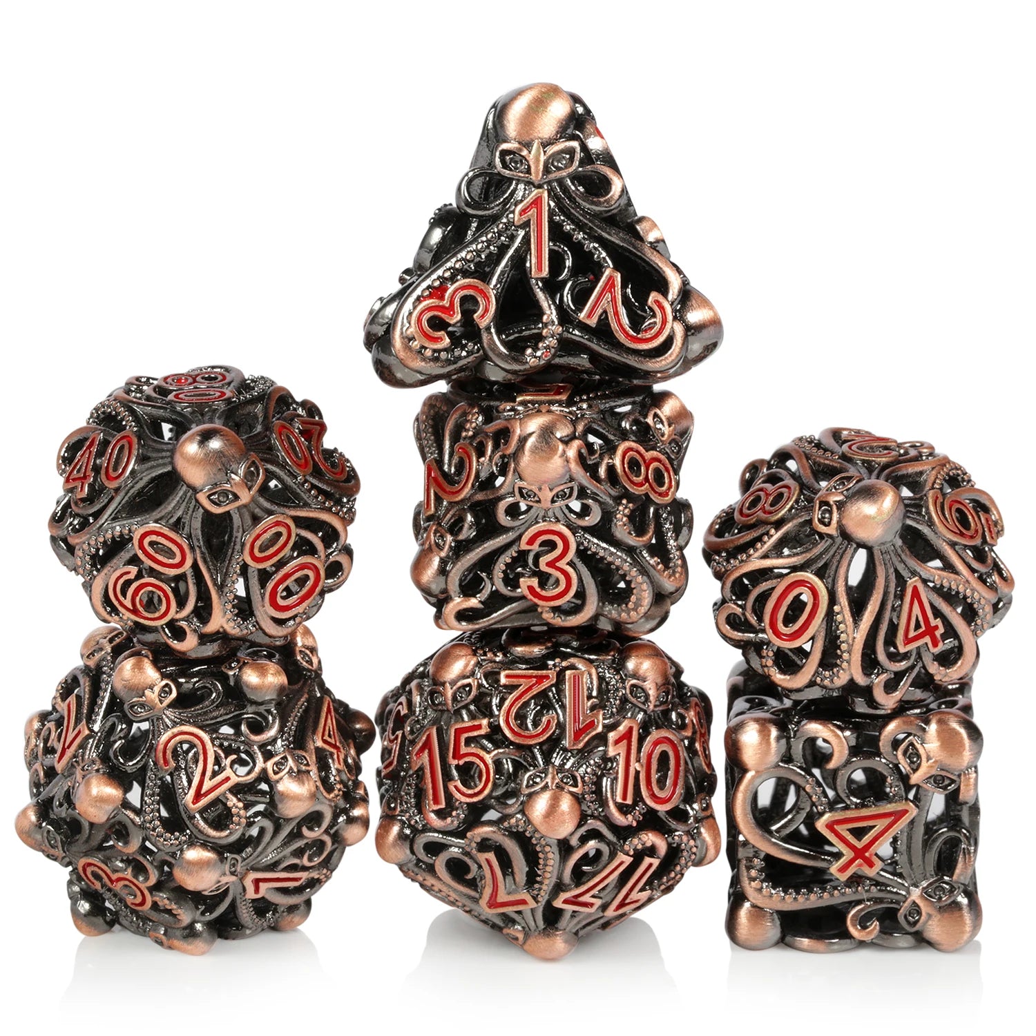 Manufacture Custom Polyhedral Hollow Dice DND Octopus Hollow Metal DND Dice Set for Dungeons & Dragons Gaming