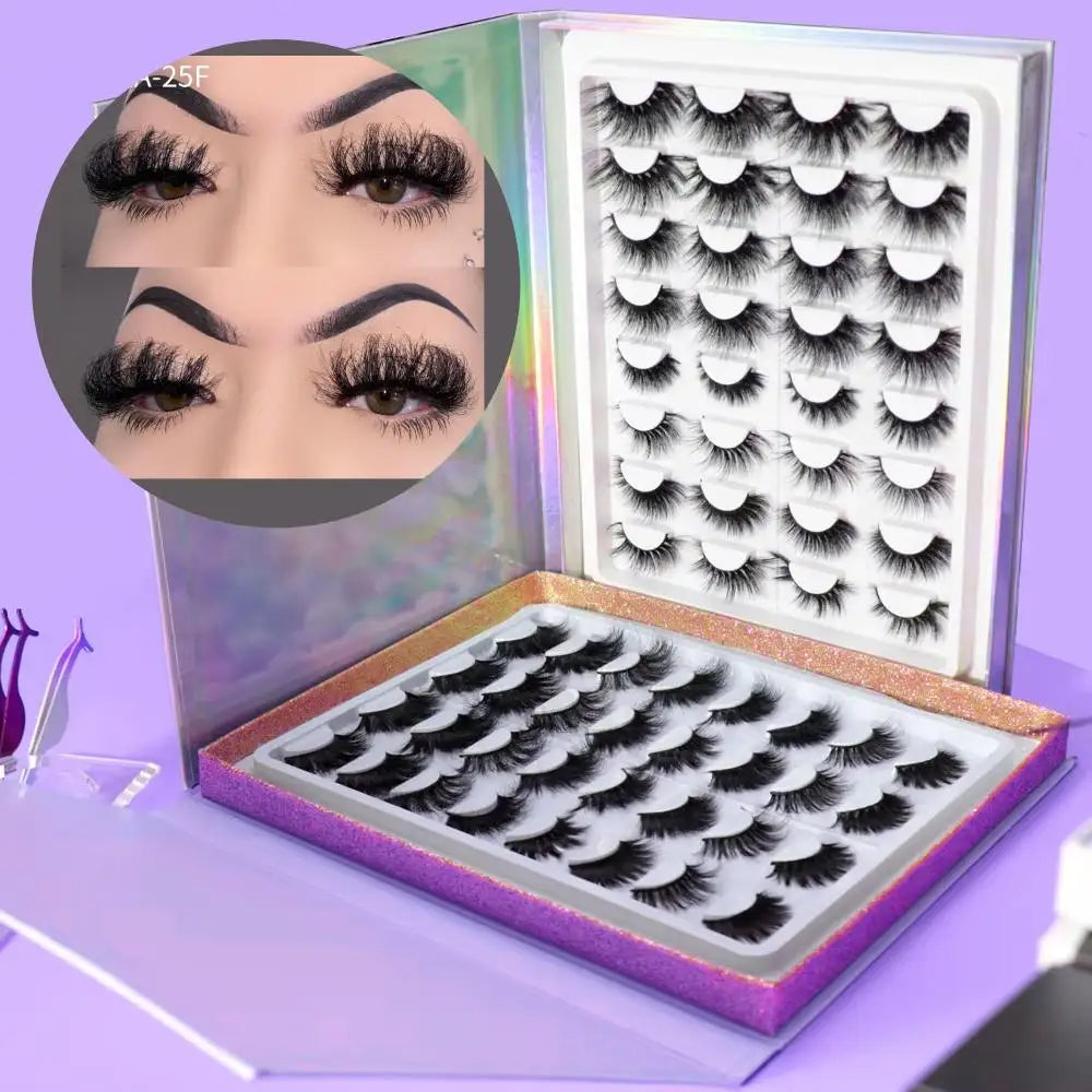 Multiple Pairs False Eyelashes Cat Eyes Wispy Natural Faux Mink Lashes 10 Pairs Pack Light Volume Short 3D Multi Layered