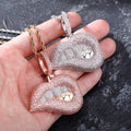Trendy Luxury Iced Out Lip Pendant Necklace Rose Gold Plated with Cubic Zirconia Hip Hop Bling Charm Jewelry for Men Women Gifts