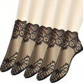 Women's Sock Lace Floral Trim Boat Socks Hidden Fashion Invisible Lace Ankle  Low Cut Cotton Socks