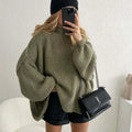 EU/US Cross-Border Women's Sweater - Elegant Office Solid Crew Neck Classic Commute Knit Top