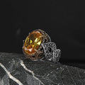 Azuris Turkish-Made 925 Sterling Silver Men's Ring Original Ottoman Style Natural Stone Fine Jewelry VALKH1985