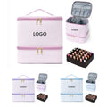 SW Trendy Stripped Double Layered Elevated Makeup Bag Travel Travel Storage Bag Portable Large Capacity Customize Cosmetic Bag