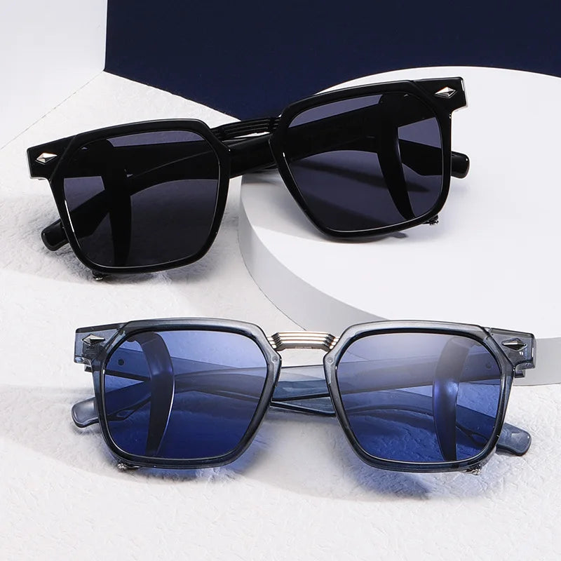 Top Profession Large Square Retro Sunglasses for Men Women UV400 Sun Glasses Double Guard Gold for Driving Stylish Personality